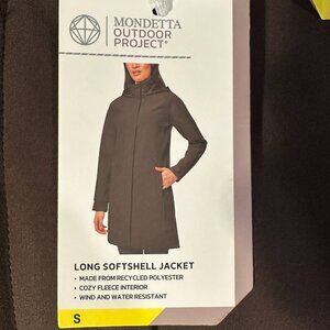 Mondetta Women's Softshell Hooded Long Jacket Size S Brown Water Resistant NEW